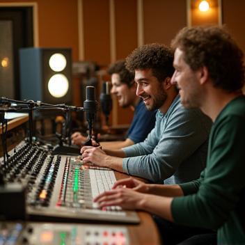 Teamet til Lydstudio AS i opptakssituasjon